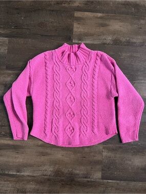 Cat & Jack Pink Cable Knit Mock Neck Sweater